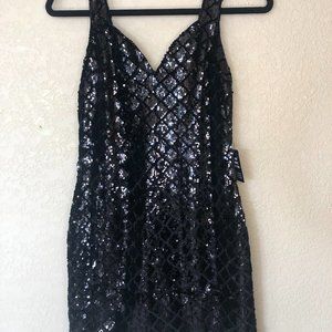 NWT Express Black Sequin Cocktail Dress XS